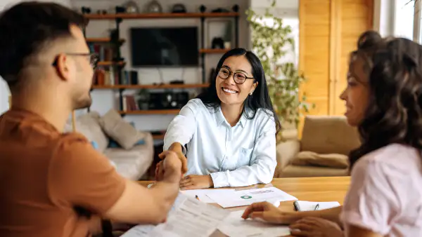 Insurance agent helping a couple